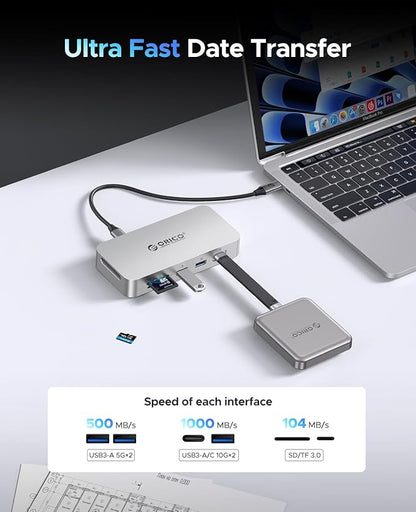 ORICO 2 TB External SSD Docking Station, SSD Expansion + Hub Extension, Up to1000MB/s, 10-in-1 USB C HUB with Internal SSD, Support 4K@60Hz HDMI Display, 100W PD, Ethernet, SD/TF, Mac Mini - SJ10