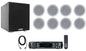 Rockville RPA60BT V2 Receiver with 8 Ceiling Speakers and 8" Subwoofer