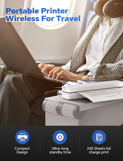 iDPRT MT610 Pro Portable Thermal Printer, 300DPI HD Mobile-Travel-Printers, Inkless-Wireless-Small-Printer for Home Use, Office, Vehicles, Bluetooth Printers Supports 8.5" x 11" US Letter&A4&A5 Size