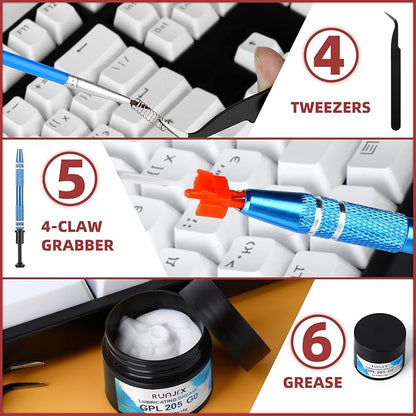 YIMAGUJRX RUNJRX Keyboard Switch Lube Kit GPL 205G0 0.53oz/15g, Switch Opener for Cherry MX TTC Holy Pandas Switch,Switch Lube Tools for Gaming Keyboard