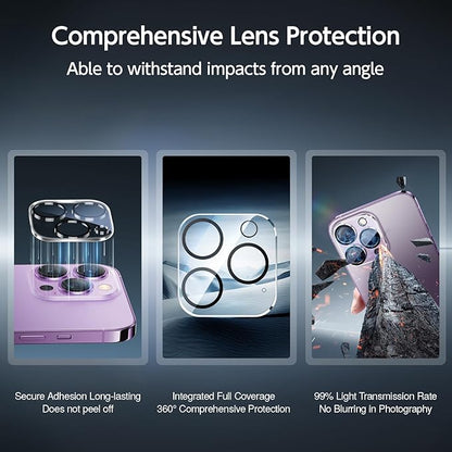SMARTDEVIL 2+2Pack Privacy Screen Protector for iPhone 14 Pro Max with Camera Lens Protector,Shatterproof Tempered Glass [True 28°Anti Spy][9H Hardness][Auto Dust-Elimination Install][Bubble Free]