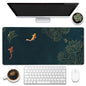 Eflxamz Large Gaming Mouse Pad, Koi Fish Ink Painting Desk Mat, Golden Line Lotus Desk Pad, Extended Big Computer Keyboard Mouse Pad with Non-Slip Base and Stitched Edge, 31.5"x11.8"