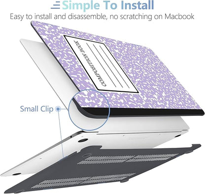 MEEgoodo for MacBook Air 13 inch Case 2021 2020 2019 Released A2337 M1 A2179 A1932 with Touch ID, Plastic Hard Shell Keyboard Cover Compatible with MacBook Air 13 inch Retina, Composition Book Purple