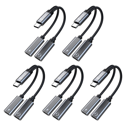 USB C Splitter for KZ ZS10 PRO, CCZ CA01 USB C to 3.5mm Audio Headphone and Charger Adapter, Type C Headphone Splitter 1 in 2 Out, IEM Cable DAC Dongle for Samsung Galaxy S25/S24/S23/S22 (USBC-3.5MM)