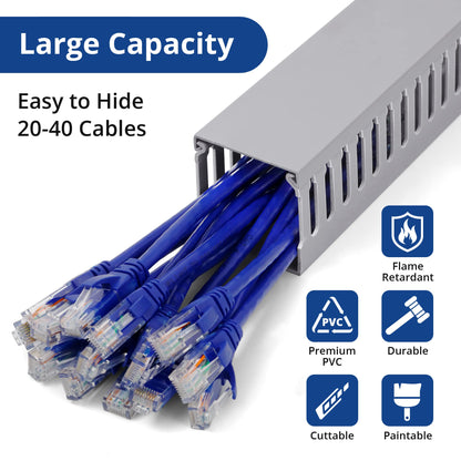 ZhiYo 2"H x 2"W Cable Raceway, 6ft Under Desk Wire Management Channel, Grey