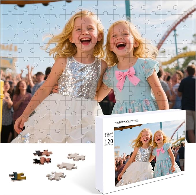 Personalized Photo Puzzle with Glossy Finish – Custom Jigsaw Puzzle 120/200/300/500/1000/1500 Pieces for Family, Couples, Pets, Birthdays, and Weddings (120-Horizontal)