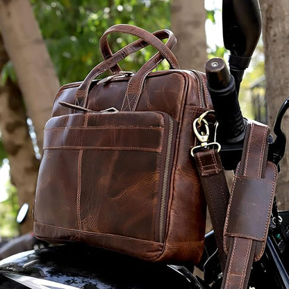 VC VINTAGE COUTURE Leather briefcase bag for men Leather Laptop Bags For Men and Women Travel Messenger Bag