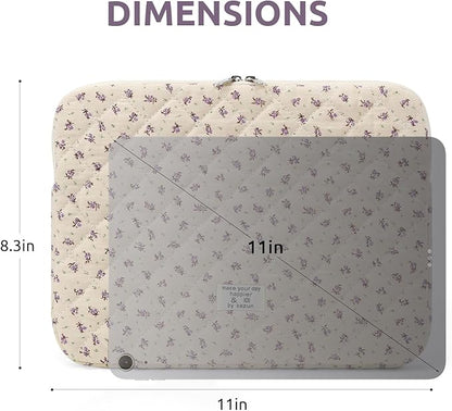 Puffy Laptop Sleeve 13-15.6 Inch Cute Quilted Laptop Protective Case Padded Floral Computer Sleeve for MacBook (A-Purple, 11 Inch)