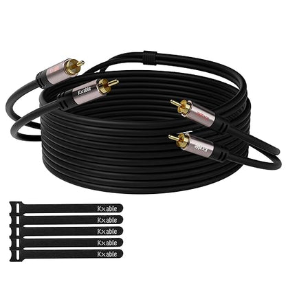RCA Cable 4FT, 2RCA Male to 2RCA Male Stereo Audio Cable,【Oxygen-Free Copper, Hi-Fi Sound, Double Shielded】 2 RCA Car Audio Subwoofer Cord for Home Theater, HDTV, Amplifier, Hi-Fi System, Speaker