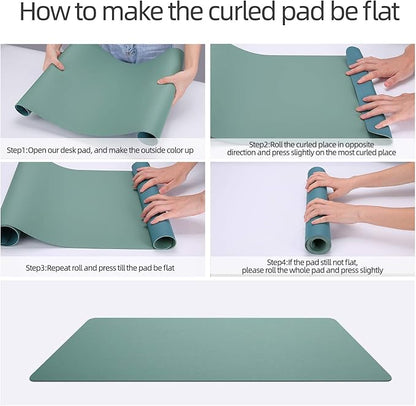 YSAGi Desk Mat, Mouse Pad,Waterproof Desk Pad,Large Mouse pad for Desk, Leather Desk Pad Large for Keyboard and Mouse,Dual-Sided Mouse Mat for Office (23.6" x 13.7", Pistachio Green + Green Blue)