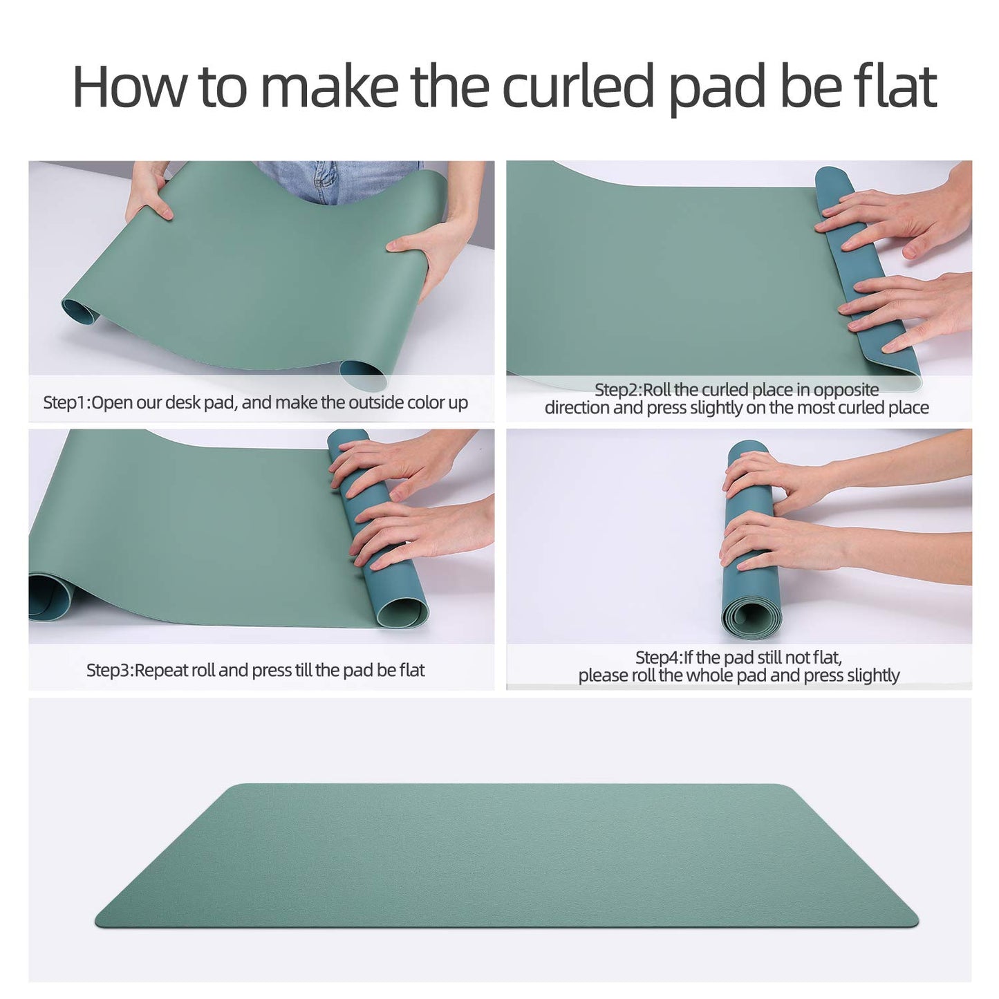 YSAGi Desk Pad, Desk Mat, 31.5" x 15.7" Dual-Sided Laptop Desk Pad Protector, Large Leather Desk Blotter for Keyboard and Mouse, Waterproof Desk Writing Pad for Office(Pistachio Green + Green Blue)