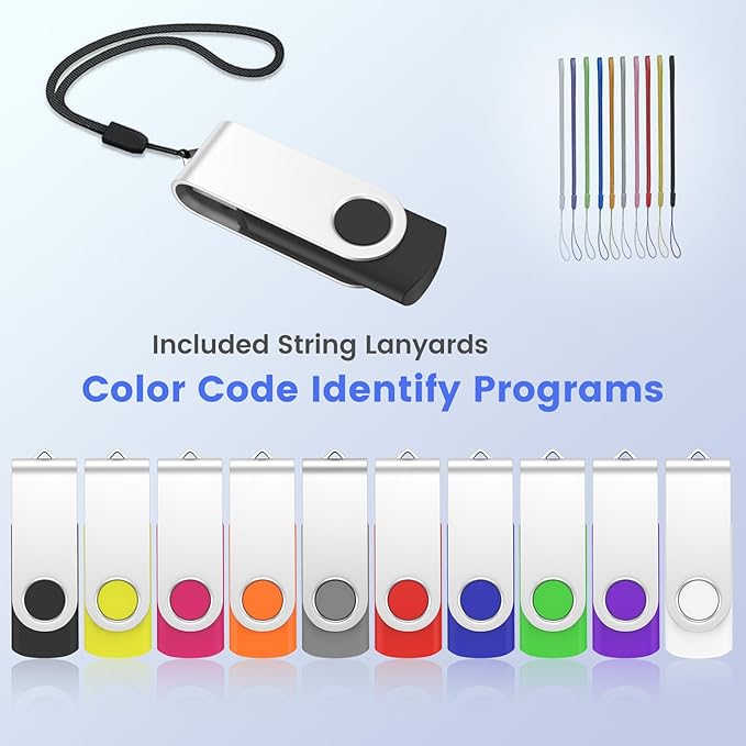 ABLAZE 32GB Flash Drive 10 Pack, USB 2.0 Memory Stick with Lanyards