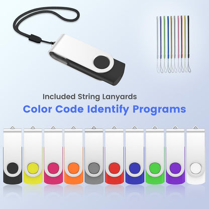 ABLAZE 1GB Flash Drive 10 Pack, USB 2.0 Memory Stick with Lanyards