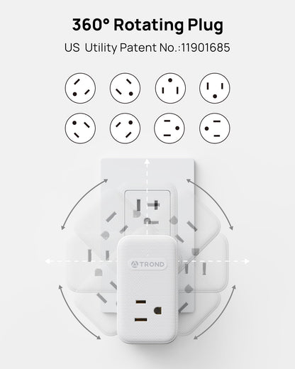 TROND Multi Plug Outlet Extender 2 Pack, 3 Way Outlet Splitter with 360 Rotating Plug, PD 20W USB C Charger Station, Sideways Adapter for Kitchen Bathroom Cruise Ship Travel Essentials