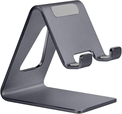Cell Phone Stand Desk Phone Holder - Aluminum Mobile Phone Cradle Dock for iPhone 15 14 13 12 pro 11 X Xs max 8 7 6 6s Plus SE 5 Samsung All Smart Phones, Dark Gray