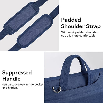 Voova Laptop Bag 17 17.3 Inch Waterproof Laptop Sleeve Case with Shoulder Straps & Handle, Computer Case Cover Slim Briefcase Compatible with 17-18” Hp Dell Asus Acer, Blue