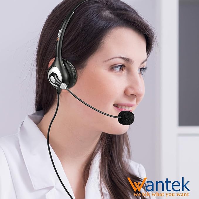 USB Headset with Microphone Noise Cancelling & Audio Controls, Computer Headphones for PC Laptop, Business, Home Office, Call Center, Skype, Zoom, Webinar, Clear Chat, Super Light,Single