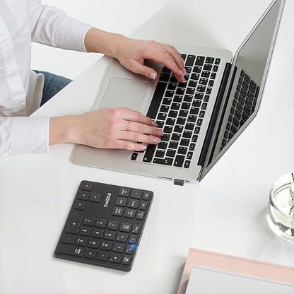 MOFII Bluetooth Number Pad for Laptop - Black Wireless Numeric Keypad 35 Keys USB-C Rechargeable Numpad, Accounting Portable Financial Data 10 Key for Laptop/PC/Desktop/Notebook/Surface Pro