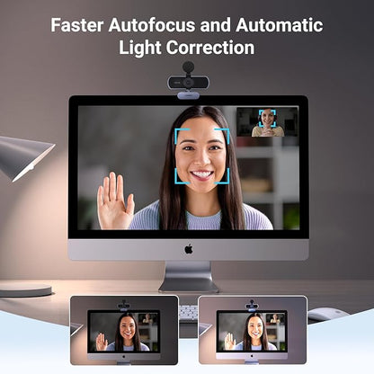 UGREEN 2K Webcam, Full HD 1080P Webcam for PC, Web Camera with Autofocus, Privacy Cover, Dual Noise Cancelling Mics, Computer USB Camera for Streaming, Conferencing, Calling, Zoom, Skype, Teams