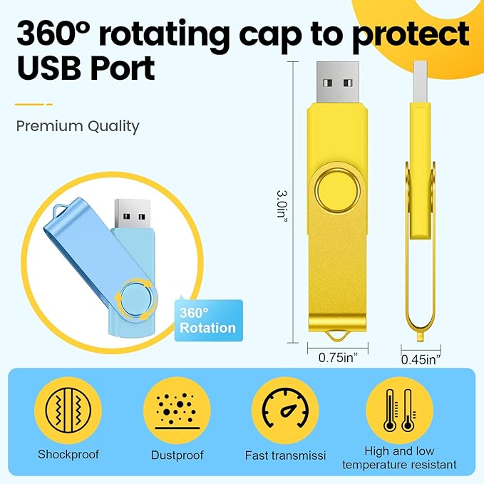 Kepmem 32GB USB Flash Drives 10 Pack 32 GB Thumb Drives Portable Keychain USB Drive Memory Stick Jump Drive with LED Light for Storage and Backup Multipack USB2.0 USB Flash Drive by