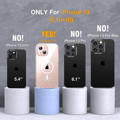 Miracase for iPhone 13 Case 6.1'', [Bubble Free] Full-Body Bumper Phone case with Built-in Full Glass Screen,No Gap,Compatible with MagSafe,Clear Pink