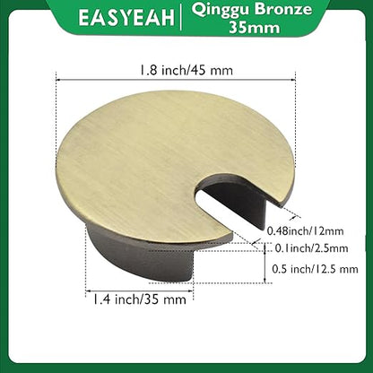 2 Pcs Desk Grommet 1-3/8" / 35 mm, Desk Cord Hole Cover, Cable Grommet Metal Zinc Alloy Materilal, Desk Hole Grommet for Home & Office Pc, Detachable Cable Cord Organizer-Bronze