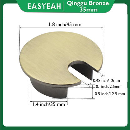 EASYEAH 2 Pcs Desk Grommet 1-3/8" / 35 mm, Desk Cord Hole Cover, Cable Grommet Metal Zinc Alloy Materilal, Desk Hole Grommet for Home & Office Pc, Detachable Cable Cord Organizer-Bronze