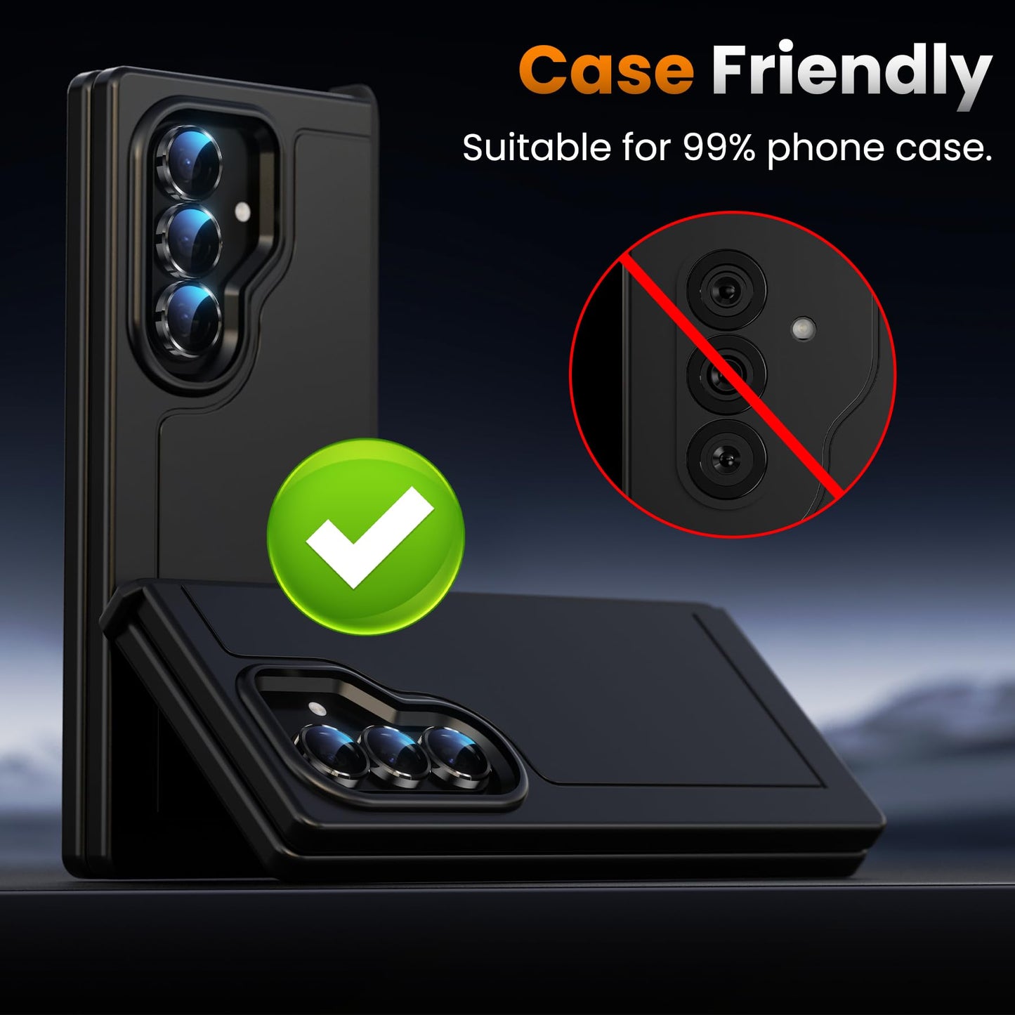 YWXTW for Samsung Galaxy Z Fold 7 Camera Lens Protector, [12X Stronger Adhesion] Individual Anti Scratch Metal Ring Tempered Glass Camera Screen Protector for Z Fold 7 Accessories 2025 (Black)