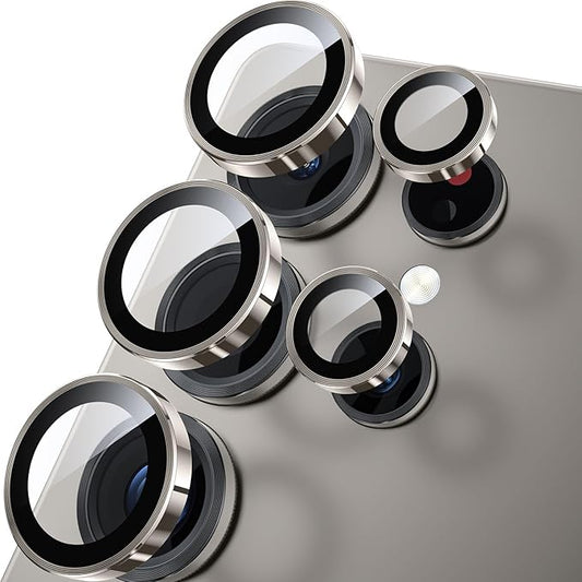 WSKEN for Samsung Galaxy S25 Ultra Camera Lens Protector - Ultra Thin Case Friendly, 9H Shatterproof Tempered Glass with Aluminum Metal Circle Camera Screen Protector Cover Accessories, Gray