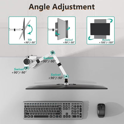 WALI Monitor Arm Mount for Desk, Single Computer Desk Mount, Monitor Bracket Mount Stand Single, up to 32 inch, 22 lbs (M001-W), White