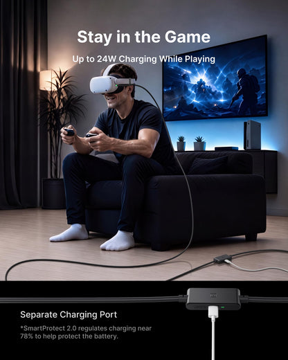 INIU 16ft VR Link Cable with Separate Charging Port, USB 3.0 to USB C Cable