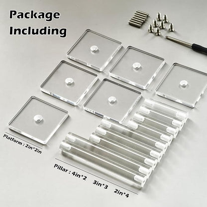 AAiphuwew 3pcs Combat Risers for Flying Miniatures, Adjustable Height Multi-Tiered Raised Platforms Flying Miniatures Combat Riser for Tabletop RPG and Board Games