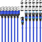 Magnetic Charging Cable (6-Pack,1.6+3.3+3.3+6.6+6.6+10ft) 540° Rotation 3A Fast Charging Data Sync 3 in 1 Magnetic Phone Charger Cable with LED Light Compatible with Micro USB Type C Phone Device