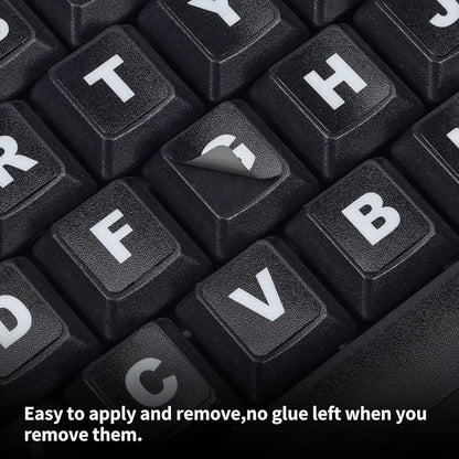 2PCS English Keyboard Stickers Replacement Letters, Full Size Big Letter QWERTY Keyboard Sticker Universal for PC Computer Laptop Desktop, Matte Keyboard Alphabet Stickers