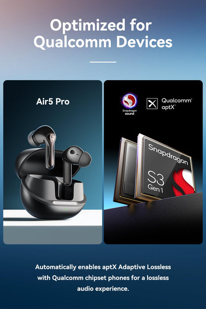 SoundPEATS Air5 Pro Wireless Earbuds, LDAC & aptX Lossless, Adaptive ANC