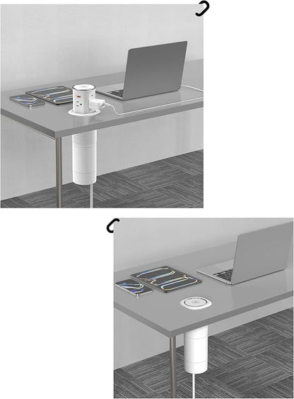 Jgstkcity Pop Up Countertop Outlet with 15W Wireless Charger,20W USB C Ports,Flush Mount Tamper Resistant,Recessed Grommet Receptacle,4 USB 4 Outlets,15A,1875W,ETL Listed,3.15in Hole,White
