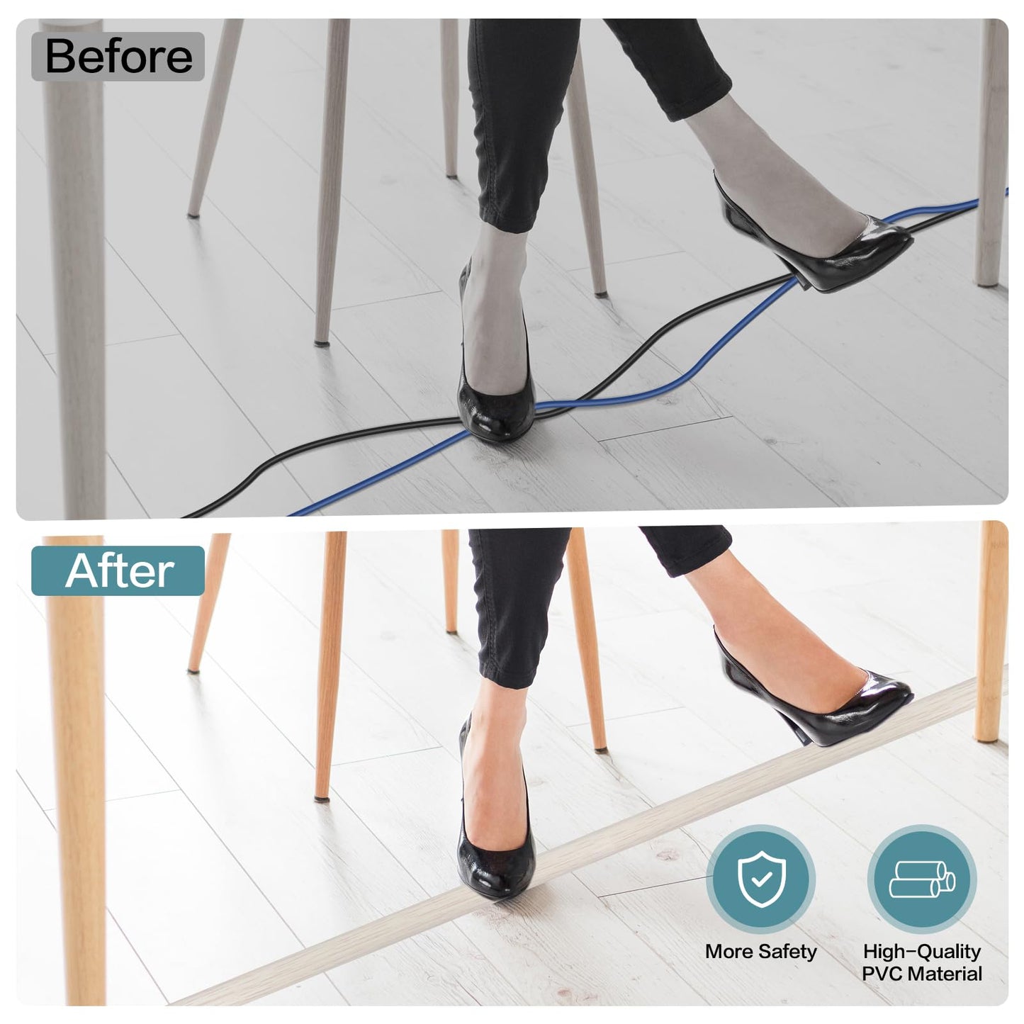 LSGCQ Floor Cord Cover Self Adhesive Cord Hider Floor Cable Management