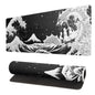 Japanese Gaming Mouse Pad Abstract Black Mouse Pad 31.5x11.8 Inch Black Sea Wave Texture Non-Slip Rubber Base Large Ocean Mousepad Stitched Edges Keyboard Mouse Mat Desk Pad for Office and Home