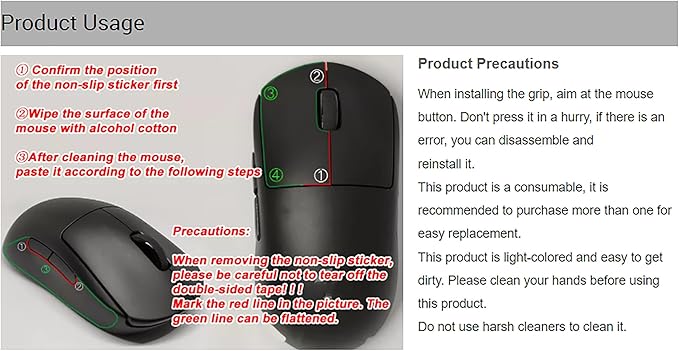 Grip Tape for Lamzu Atlantis Maya - Anti-Slip,Enhanced Control, Sweat Resistance,Improves FPS Gaming Grip & Mouse Protection [Pre-Cut] Black 0.5mm