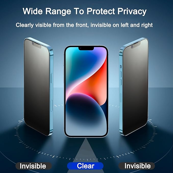 2 Pack Matte Privacy Screen Protector for iPhone 13/13 Pro/14 6.1", [Auto-Dust Removal and Auto-Alignment] Anti-Spy Anti-Glare Anti-Fingerprint Tempered Glass Film, Smooth & Sensitive Touch
