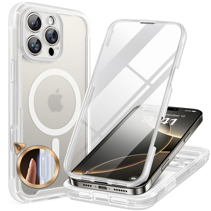 Miracase Magnetic for iPhone 16 Pro Case Full-Body Phone with Built-in Glass Screen Protector, [Compatible with MagSafe] Military Drop Proof 16 Pro Cover Bumper 6.3 inch, Matte Clear