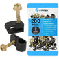 STEREN Coaxial Cable Clips - Cable Holder - Siding Clips for Hanging - Cord Holder for Desk - Cable Clamps - Cord Clip - Wire Organizer Clips - Tv Mount Screws (Black, 200 Count - Single Screw)