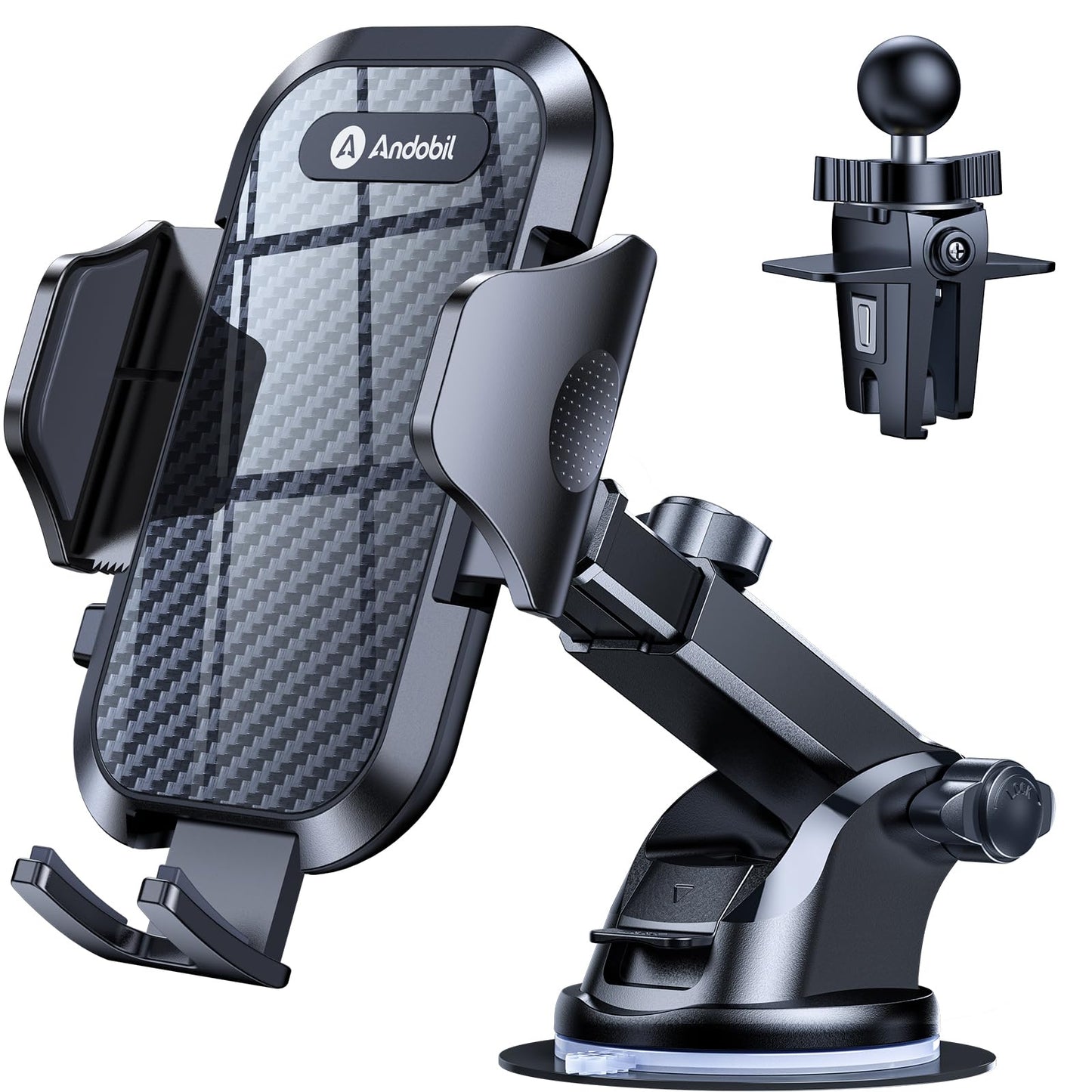 andobil Car Phone Holder, 2026 Military-Grade 89lbs Strongest Suction Phone Holders for Your Car Dashboard/Windshield/Vent Easy Clamp Car Phone Mount Stand for iPhone 17 16 15 14 13 Pro Max Samsung