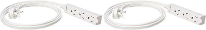 Amazon Basics Rectangular Indoor Extension Cord Power Strip, 3-Prong, Flat Plug, Grounded - 13 Amps, 1625 Watts, 125 VAC - 2-Pack, 6 ft, White