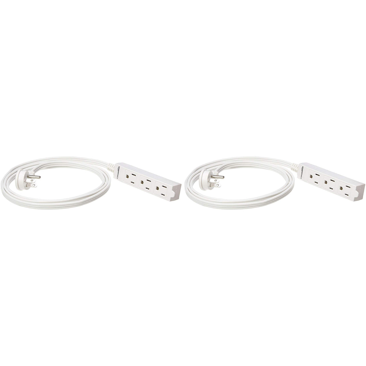 Amazon Basics 3-Prong Indoor Rectangle Extension Cord Power Strip, Flat Plug, Space-Saving, Grounded, 13 Amps, 1625 Watts, 125 VAC, 6 ft, White, 2-Pack