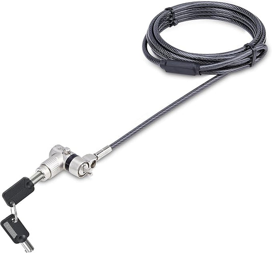 StarTech.com 3-in-1 Universal Laptop Lock 6.6ft (2m), Master Keyed Security Cable, Compatible with Noble Wedge/Nano/K-Slot; TAA