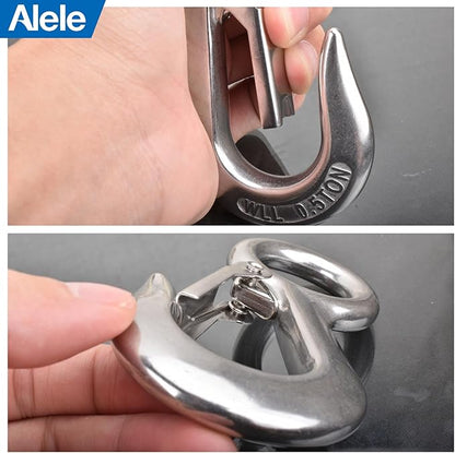 Alele 2Pack 0.5T Crane Scale Grab Hooks,Slip Hooks,Stainless Steel Lifting Hook Rigging Accessory