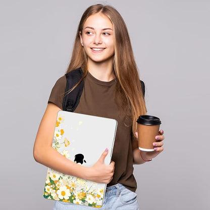 Compatible with MacBook Air 13.6 inch Case, M4 A3240/M3 A3113/M2 A2681 (Released 2025 to 2022), Hard Shell, Keyboard Cover, Screen Protector, Webcam Cover & Type-C Adapter, Scatter Daisies