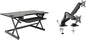 Rocelco 46" Large Height Adjustable Standing Desk Converter with Dual Monitor Mount Arm BUNDLE - Quick Sit Stand Up Computer Workstation Riser - Retractable Keyboard Tray - Black (R DADRB-46-MA2)
