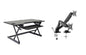 Rocelco 32" Height Adjustable Standing Desk Converter - Sit Stand Computer Workstation Riser - Dual Monitor Retractable Keyboard Tray Gas Spring Assist - Black (R EADRB2)